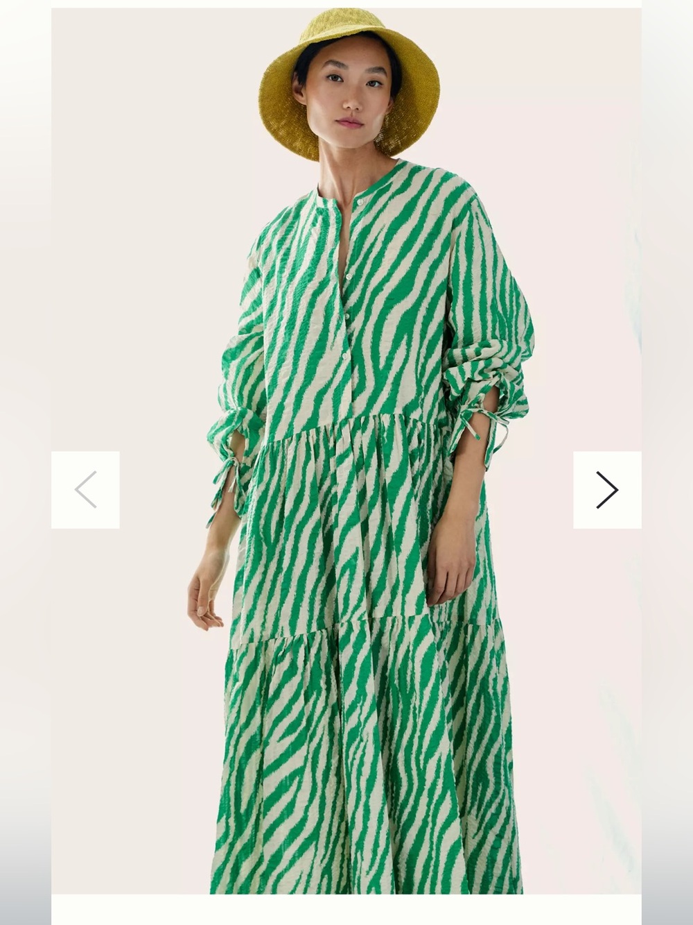Stella Nova Isolda Dress Green & White Cotton Maxi Dress Size 42